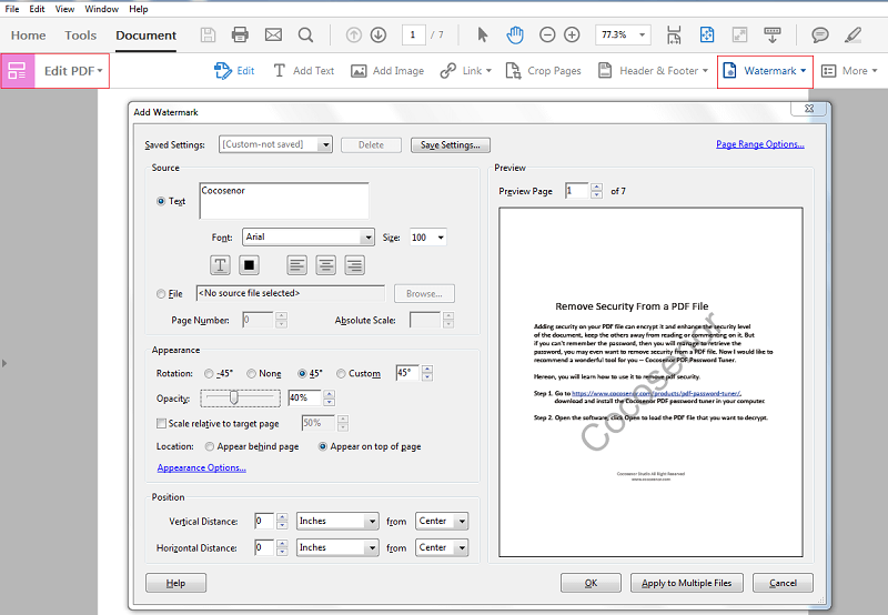 How to add watermark to pdf adobe pro
