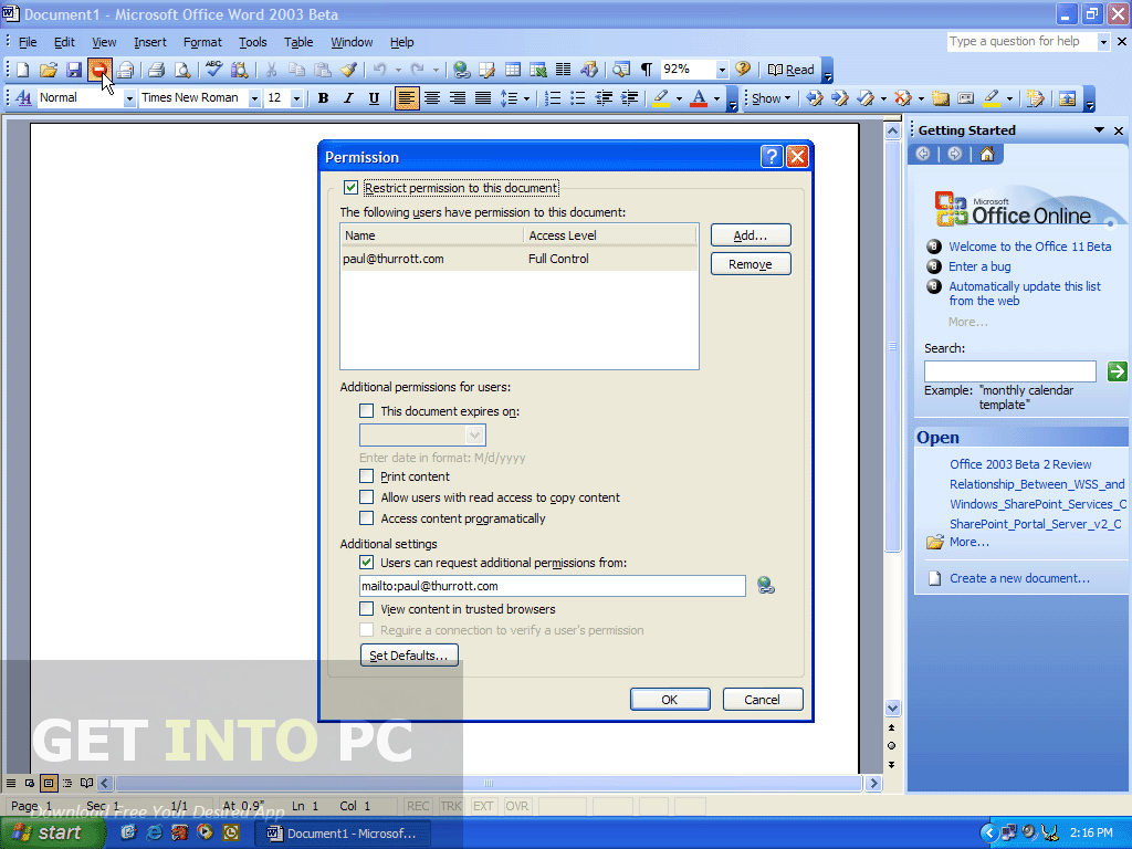 Download Office 2003 Professional